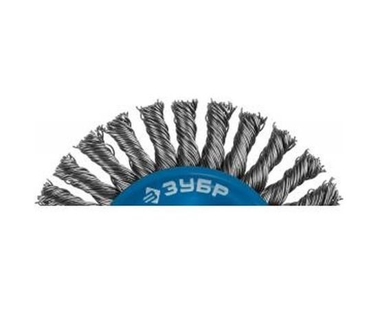 Щетка дисковая ПРОФЕССИОНАЛ (0.5 мм; 100 мм; М14; плетеные пучки стальной проволоки) для УШМ Зубр 35192-100_z02 – изображение 2