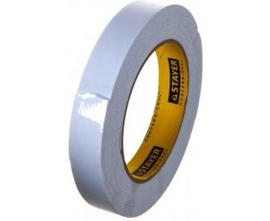 Лента PROFI клейкая двусторонняя, на вспененной основе (5 м; 19 мм; белая) STAYER 12231-19-05 – изображение 2