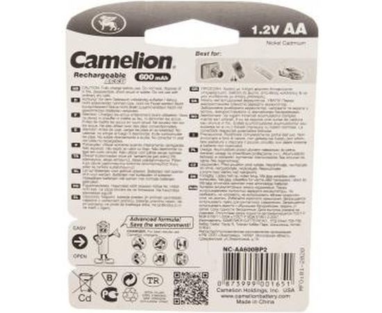 Аккумулятор Camelion 1.2В, AA-600mAh Ni-Cd BL-2, 1657 – изображение 3