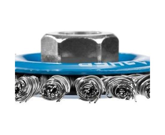 Щетка дисковая ПРОФЕССИОНАЛ (0.5 мм; 100 мм; М14; плетеные пучки стальной проволоки) для УШМ Зубр 35192-100_z02 – изображение 4