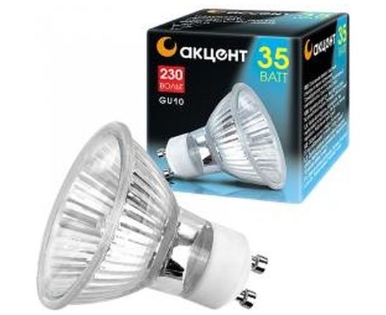 Галогенная лампа АКЦЕНТ JCDRC, 230В, 35W, GU10, с алюминиевым отражателем и защитным стеклом 4606400204367 