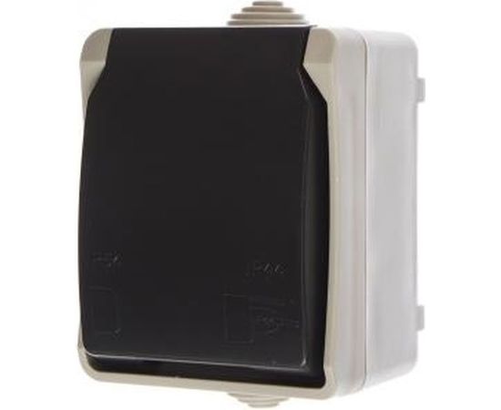 Розетка IEK 1-м ОП Форс с заземлением, с крышкой IP54 РСб20-3-ФСр ИЭК ERS12-K03-16-54-DC 