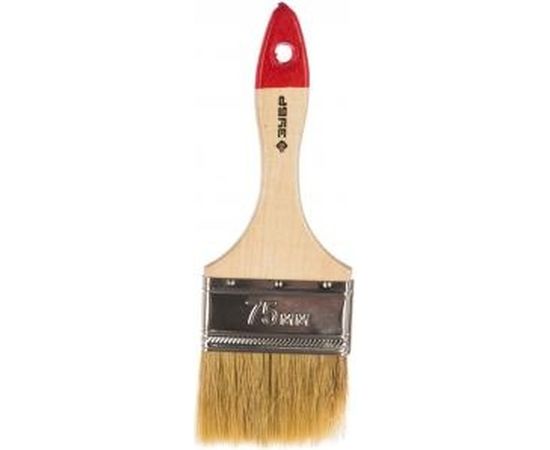 Плоская кисть Зубр Универсал Стандарт натуральная щетина деревянная ручка 75 мм 4-01001-075 
