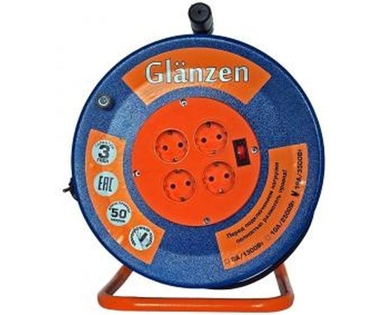 Силовой удлинитель на металлической катушке GLANZEN EB-50-009 