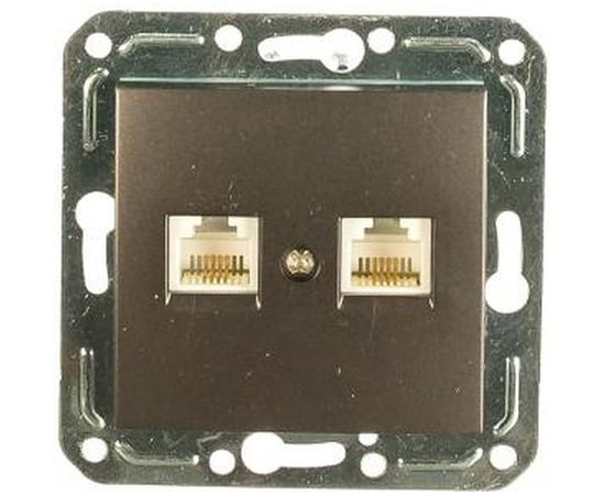 Двухместная телефонная розетка Volsten V01-14-F22-M, RJ -11, Magenta Nero, 9994 