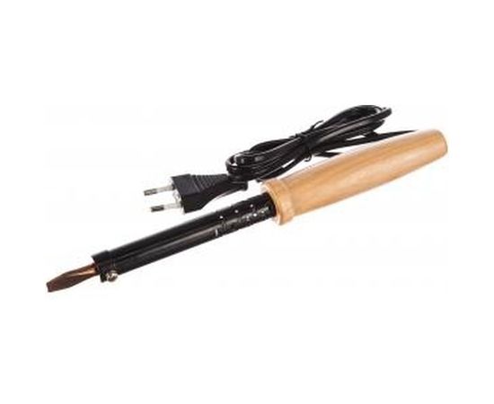 Электропаяльник с деревянной рукояткой и долговечным жалом клин 100Вт Зубр МАСТЕР 55405-100_z01 