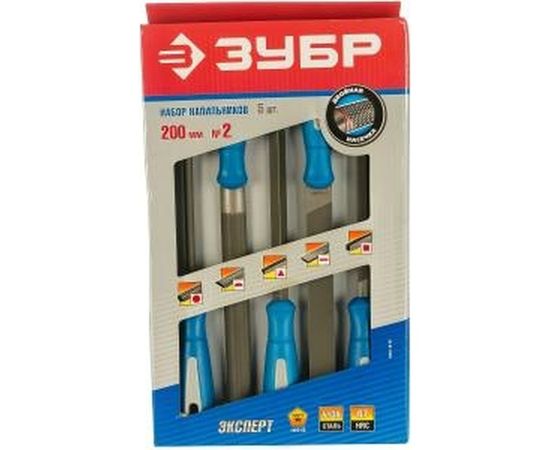 Напильники с двухкомпонентной ручкой: плоский, полукруглый, трехгранный, квадратный, круглый, №2, 200мм ЗУБР ЭКСПЕРТ 16651-20-H5 