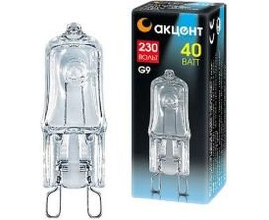 Галогенная лампа АКЦЕНТ JCD, 230В, 40W, G9, CL, капсульная, прозрачная 4606400204282 