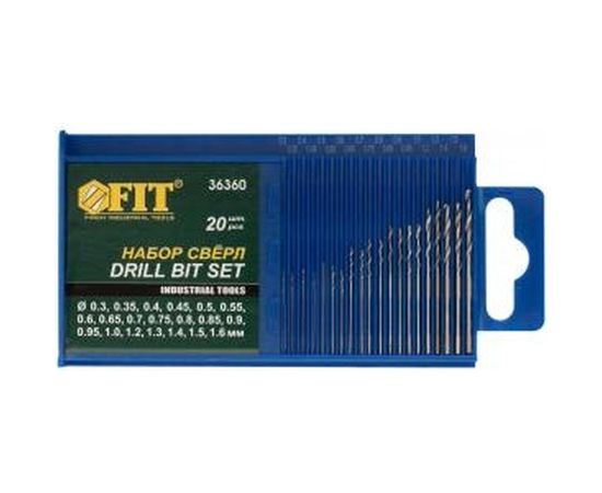 Сверла по металлу полированные микро (20 шт; 0.3-1.6 мм; HSS) FIT IT 36360 