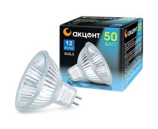 Галогенная лампа АКЦЕНТ MR16, 12В, 50W, 36°, GU5.3, с отражателем и защитным стеклом 4606400204251 