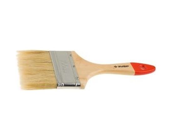 Плоская кисть Зубр УНИВЕРСАЛ-СТАНДАРТ, натуральная щетина, деревянная ручка, 100 мм 4-01001-100 