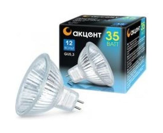 Галогенная лампа АКЦЕНТ MR16, 12В, 35W, 36°, GU5.3, с отражателем и защитным стеклом 4606400204244 