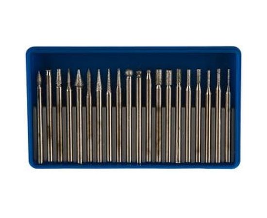 Набор мини-насадок Зубр с алмазным напылением в пластиковом боксе P 180 хвостовик диаметр 3 мм 20 предметов 33383-H20 – изображение 3