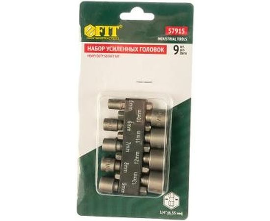 Набор усиленных головок, CrV, 9 шт, 5-13 мм FIT IT 57915 – изображение 2