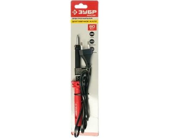 Электропаяльник ЗУБР МАСТЕР с пластиковой рукояткой и долговечным жалом, форма клин, 60Вт 55400-60 – изображение 2