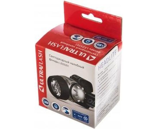 Налобный фонарь Ultraflash LED 5351 (металлик, 7LED, 3 реж, 3XR03, пласт, коробка) 10260 – изображение 3