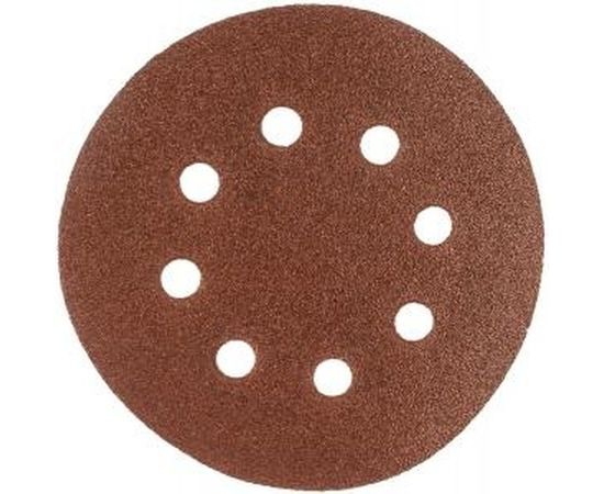 Круг абразивный на ворсовой подложке под липучку (5 шт; 125 мм; P100; 8 отв) MATRIX 73805 