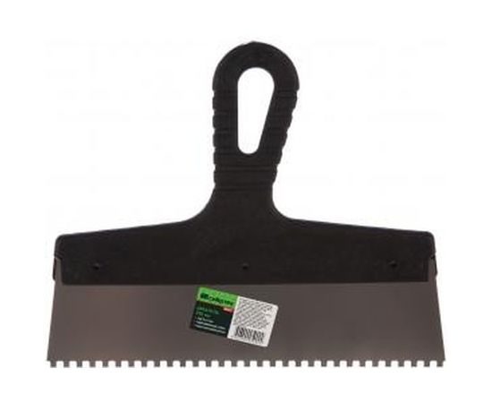 Шпатель из нержавеющей стали, 250 мм, зуб 4x4 мм, пластмассовая ручка СИБРТЕХ 85457 