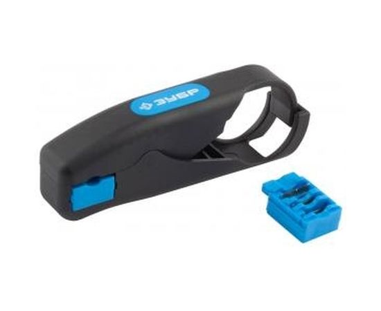 Съемник изоляции коаксиальных кабелей Зубр ЭКСПЕРТ высокопрочный фиберглассовый корпус, лезвия из стали У8А, 2 матрицы 22674 