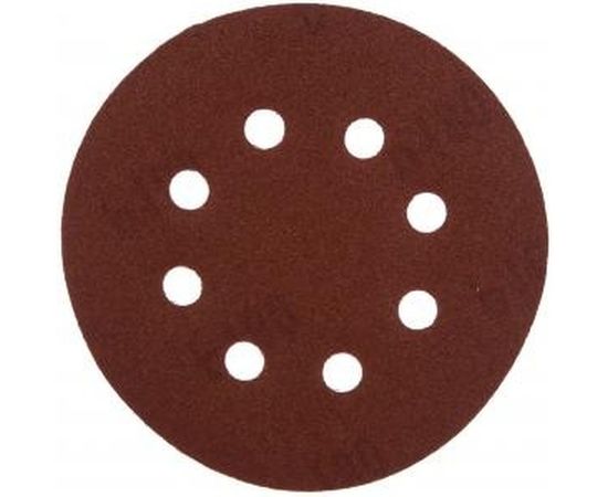 Круг абразивный на ворсовой подложке под липучку (5 шт; 125 мм; P180; 8 отв) MATRIX 73808 