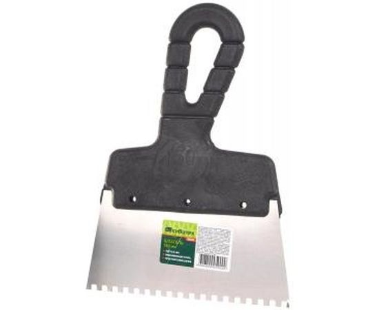 Шпатель из нержавеющей стали, 150 мм, зуб 4x4 мм, пластмассовая ручка СИБРТЕХ 85455 