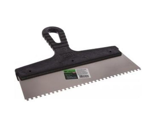 Шпатель из нержавеющей стали, 250 мм, зуб 4x4 мм, пластмассовая ручка СИБРТЕХ 85457 – изображение 3