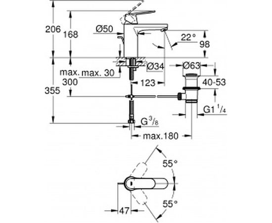 Однорычажный смеситель для раковины GROHE Eurosmart Cosmopolitan 23325000 – изображение 2