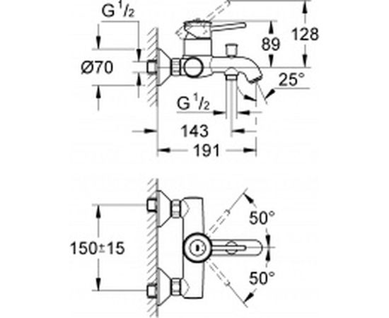Смеситель для ванны GROHE Bau Classic 32865000 – изображение 2