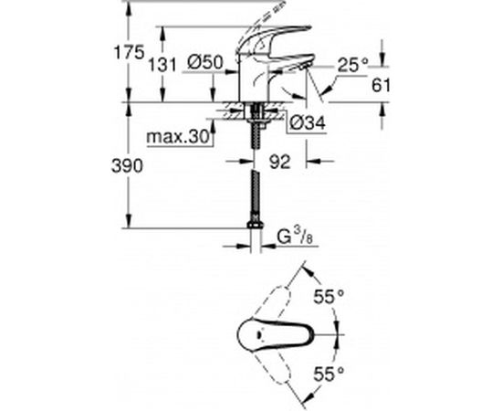 Смеситель для раковины GROHE Euroeco 32734000 – изображение 2