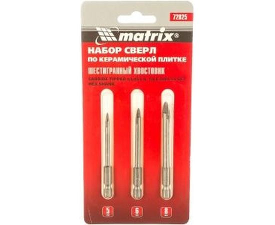 Набор сверл по керамической плитке (5-8 мм; 3 шт.) MATRIX 72825 – изображение 2