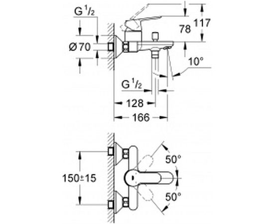 Смеситель для ванны GROHE BauEdge 23334000 – изображение 2