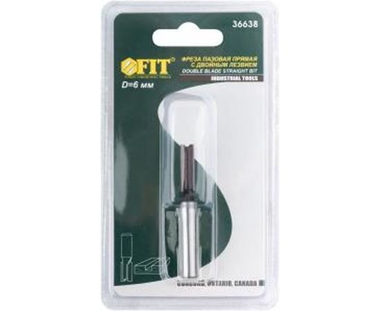Фреза пазовая (6х20х58 мм; 2 лезвия; хвостовик 8 мм) по дереву FIT IT 36638 – изображение 2