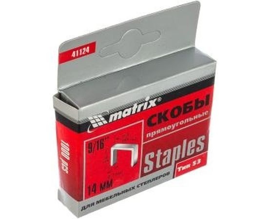 Скобы 14 мм, для мебельного степлера, тип 53, 1000 шт. MATRIX 41124 – изображение 4