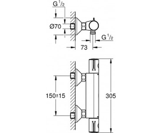 Термостат для душа GROHE Grohtherm 800 1/2, настенный монтаж 34558000 – изображение 7
