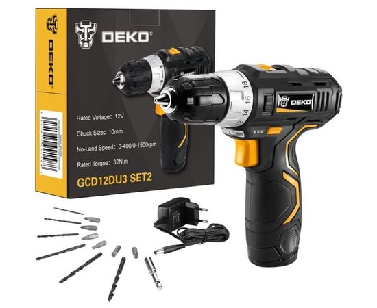 Аккумуляторная дрель-шуруповерт DEKO GCD12DU3 SET2 FU 063-4146 