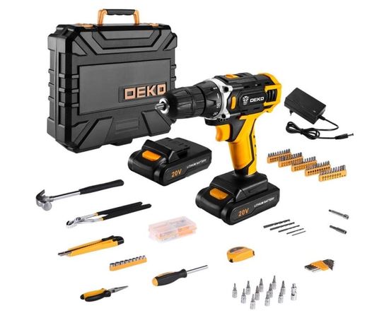 Аккумуляторная дрель-шуруповерт DEKO + набор 195 инструментов DKCD20FU-Li 063-4135 