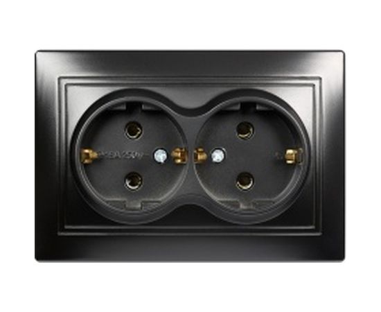 Розетка Smartbuy 2-местная с заземлением 16А черная, Венера SBE-01b-16-S2-Z-c 