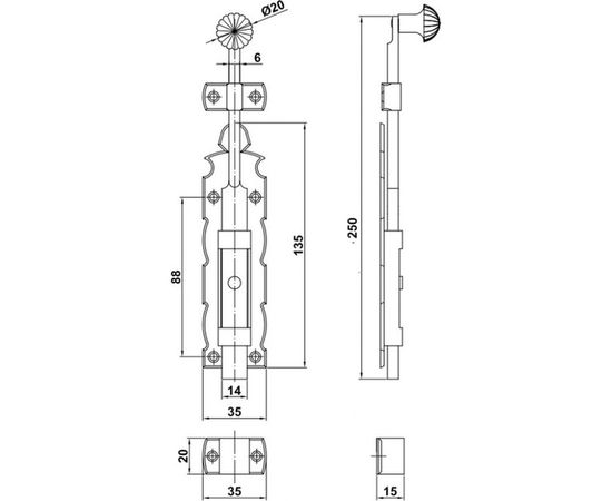 Задвижка Amig черная 410-250 – изображение 2