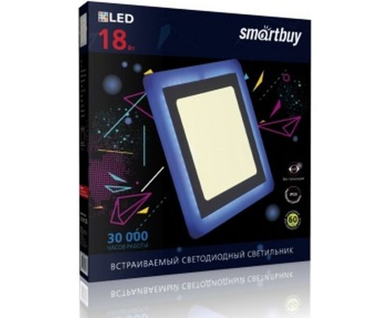 Встраиваемый светильник Smartbuy LED квадрат с подсветкой DLB 18w, 3000K+B, IP20 SBLSq-DLB-18-3K-B – изображение 2