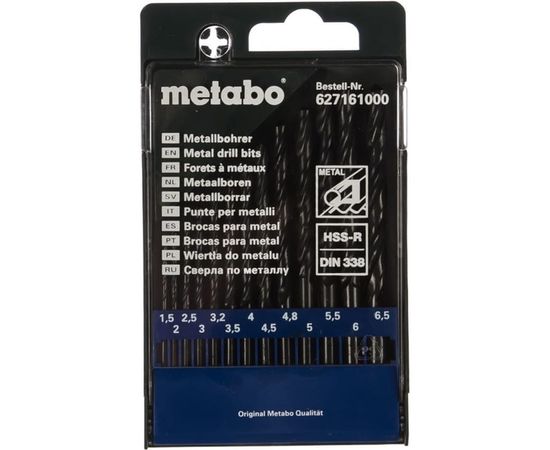 Набор сверл HSS-R по металлу 13 шт. (1,5-6,5 мм) Metabo 627161000 – изображение 2