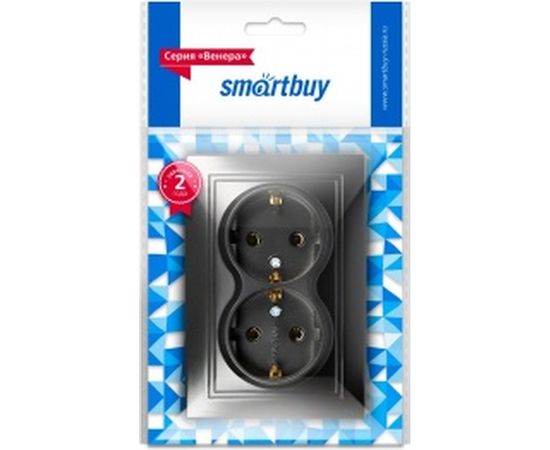 Розетка Smartbuy 2-местная с заземлением 16А черная, Венера SBE-01b-16-S2-Z-c – изображение 2
