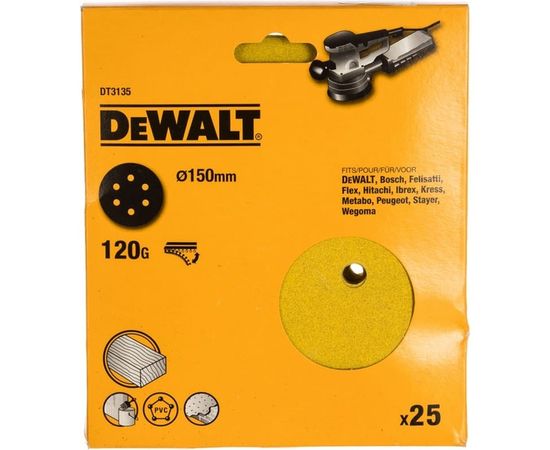 Круг шлифовальный (150 мм; Р120) 25 шт. DEWALT DT 3135 – изображение 2
