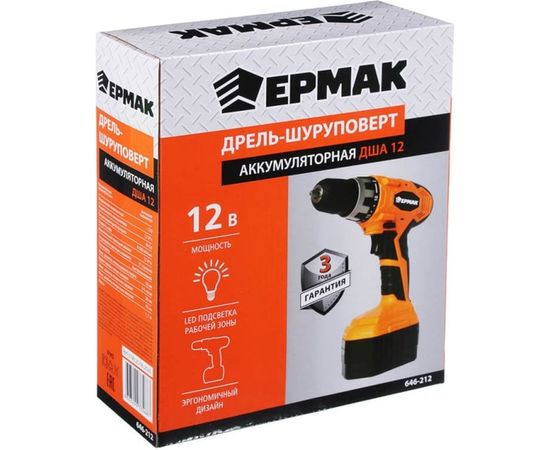 Аккумуляторная дрель-шуруповерт ЕРМАК ДША 12 646-212 – изображение 4