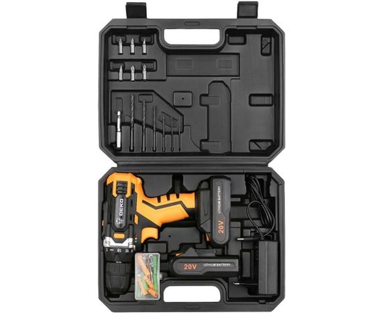 Аккумуляторная дрель-шуруповерт DEKO + набор 63 инструмента в кейсе DKCD20FU-Li 2.0Ahx2 63 tools + 063-4093 – изображение 10