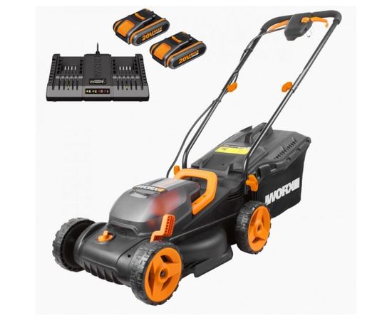 Аккумуляторная газонокосилка WORX 40В, 2х2.5 Ач, двойное ЗУ 2x2A WG779E 