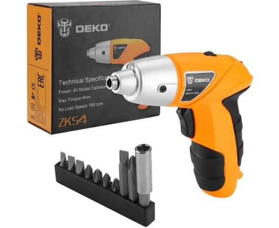 Аккумуляторная отвертка DEKO ZKS4, 4В, 0.6 Ач, з/у с набором оснастки 10 шт, 4 Нм 063-4113 – изображение 8