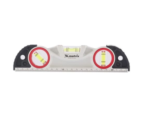 Алюминиевый литой фрезерованный уровень MATRIX 3 глазка, две ударные площадки, 235 мм 34910 – изображение 4