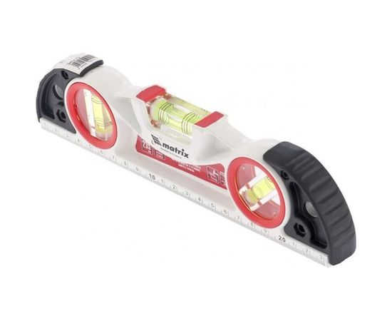 Алюминиевый литой фрезерованный уровень MATRIX 3 глазка, две ударные площадки, 235 мм 34910 – изображение 3