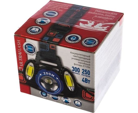 Аккумуляторный налобный фонарь Ultraflash E1334 3,7В, синий/черный 13904 – изображение 2