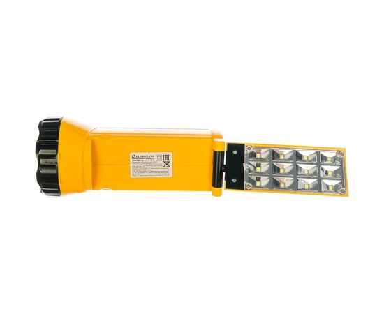 Аккумуляторный фонарь Ultraflash LED3819CSM 220В желтый, 9 LED + 12 SMD LED, 2 режима, SLA, коробка 12860 – изображение 2